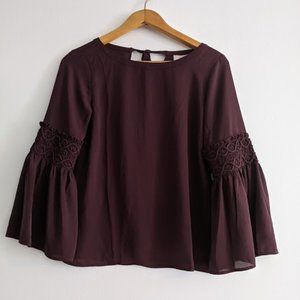 Loft Outlet Purple Bell Sleeve Blouse Size XSP